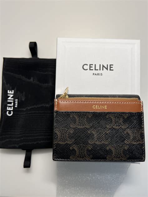 celine wallet with coin triomphe|celine zipped card holder.